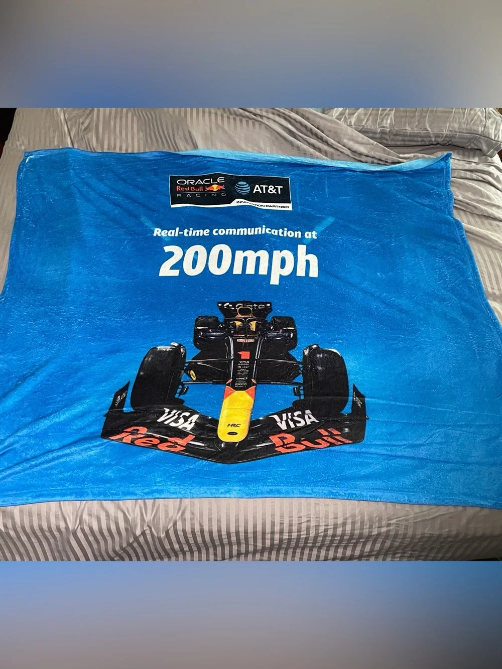 Max Verstappen Oracle Red Bull Racing Fleece Throw Blanket Formula 1 Blue